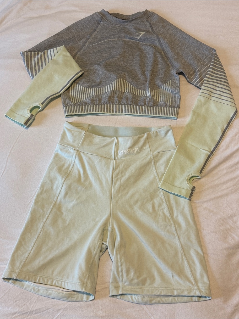 Gymshark Cropped Long Sleeve Top & High-Waist Bike Shorts Set